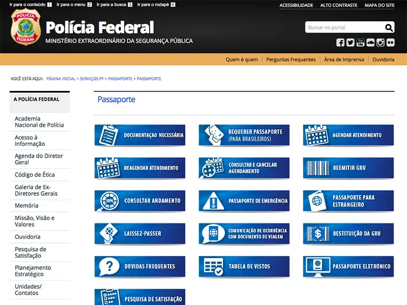 Site da Polícia Federal Como tirar passaporte?