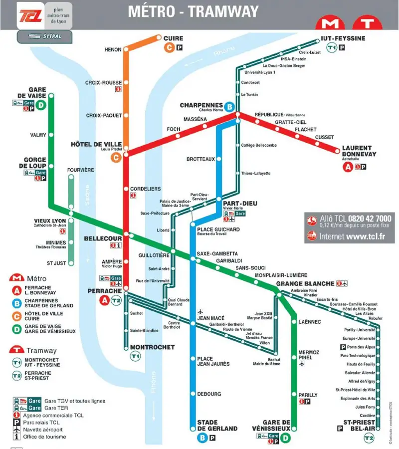 mapa metro lyon