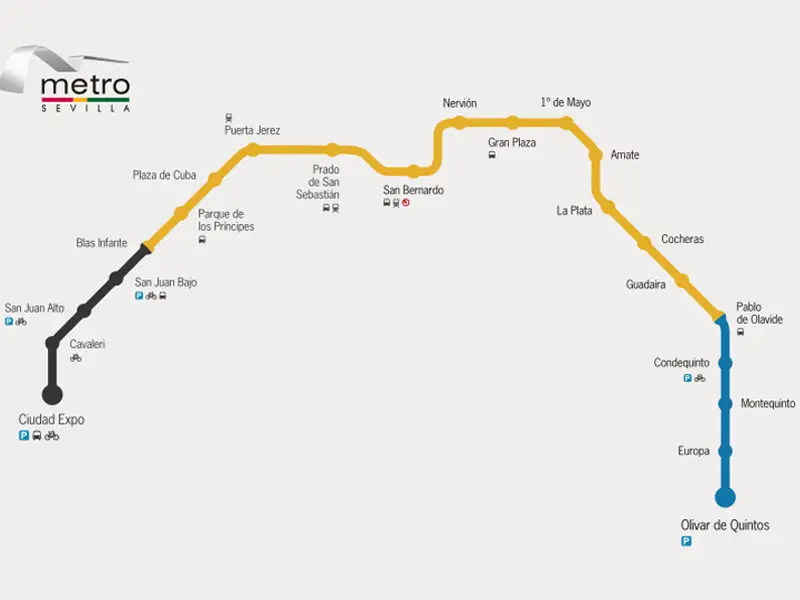 Mapa do metrô Sevilha