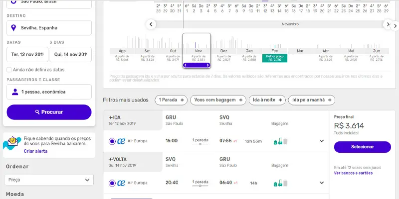 Preço passagem Sevilha Passagem aérea para Sevilha